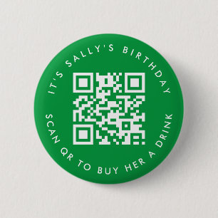 Custom Qr codes Cash App Birthday Button, grün Button