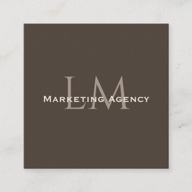 Custom QR Monogram Calling Card Taupe Brown Telefonnummerkarte (Vorderseite)