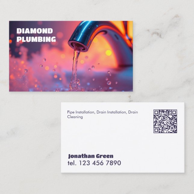 Custom QR Plumber Visitenkarte (Vorne/Hinten)
