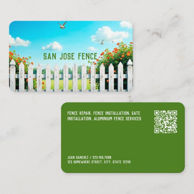 Custom QR Zaun Gebäude & Reparatur Visitenkarte (Vorne/Hinten)