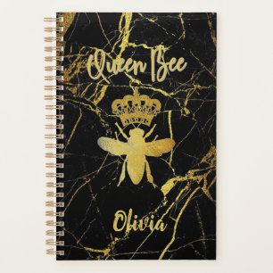 Custom QUEEN BEE Gold Black Marble Undatiert Monat Planer