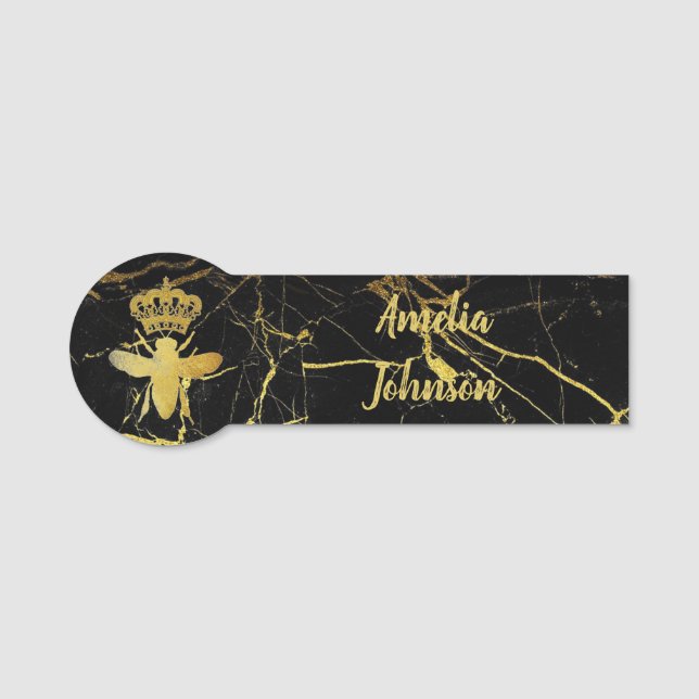 Custom QUEEN BEEN Gold Black Abzeichen Button Magn (Vorderseite)
