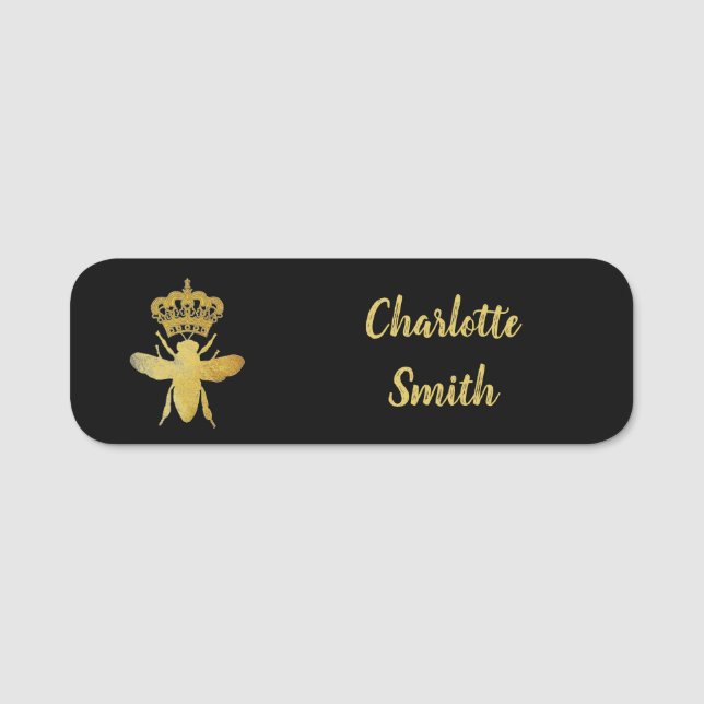 Custom QUEEN BEEN Gold Black Abzeichen Button Magn (Vorderseite)