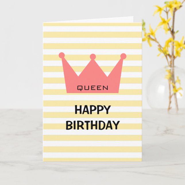 Custom Queen Happy Birthday Red Crown Card Karte (Gelbe Blume)