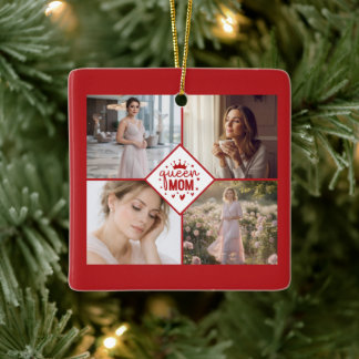 Custom Queen Mom Photo Collage Keepsake Keramikornament