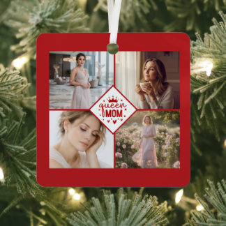 Custom Queen Mom Photo Collage Keepsake Ornament Aus Metall