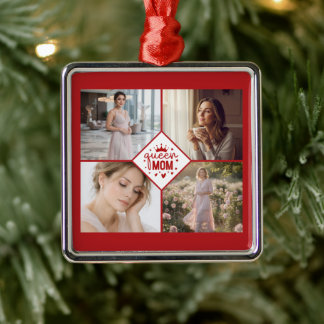 Custom Queen Mom Photo Collage Keepsake Ornament Aus Metall