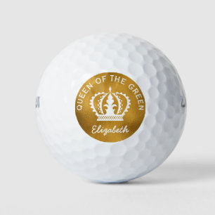 Custom Queen of the Green Gold Crown Golfball