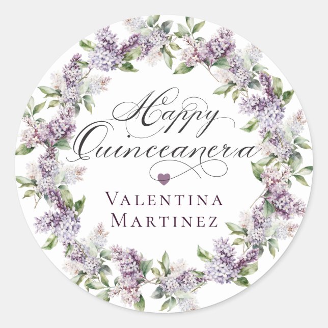 Custom Quinceanera Lila Lilac Umschlag Aufkleber (Vorderseite)