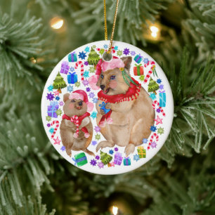 Custom Quokka-Familie Keramik Ornament