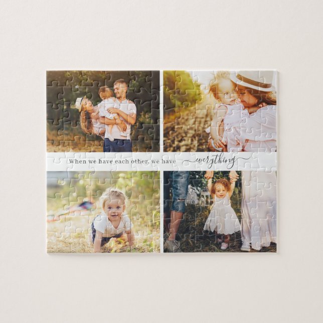 Custom Quote 4 Fotos Galerie Personalisiert Puzzle (Horizontal)