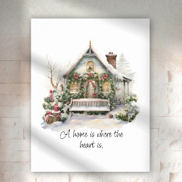 Custom Quote Nordic Winter Scene Happy Holidays Poster