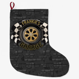Custom Racing Flag Frisierte Auto Muscle Car Garag Großer Weihnachtsstrumpf