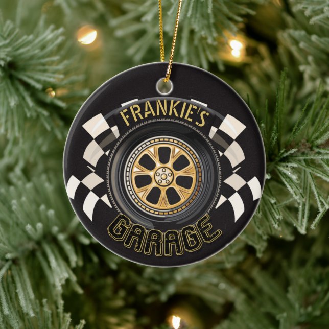 Custom Racing Flag Frisierte Auto Muscle Car Garag Keramik Ornament (Baum)