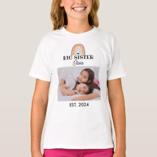 Custom Rainbow Big Sister mit Foto T-Shirt