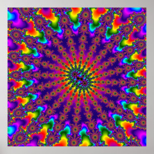 Custom Rainbow Fraktal Burst Poster