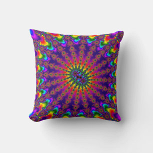 Custom Rainbow Fraktal Burst Throw Kissen