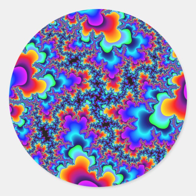 Custom Rainbow Fraktal Large Round Stickers (Vorderseite)