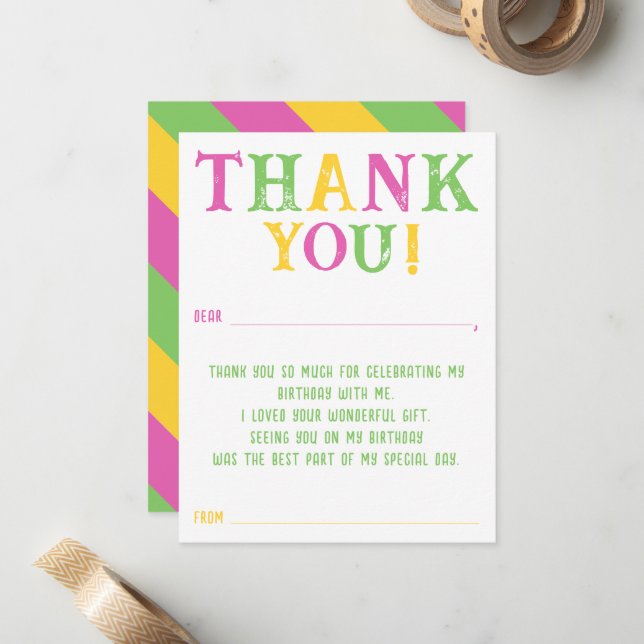 Custom Rainbow Message füllen Sie Dankeschön Gebur Mitteilungskarte (Vorderseite/Rückseite Beispiel)