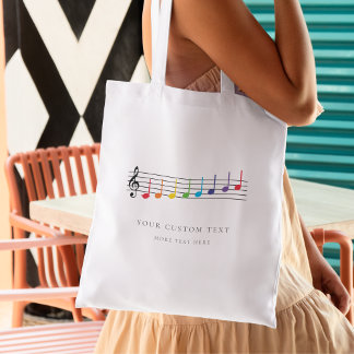 Custom Rainbow Musiknotens Lehrer Elegant Tragetasche