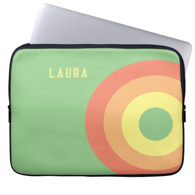 Custom Rainbow Target Laptop Bag - grün, peach Laptopschutzhülle (Vorderseite)