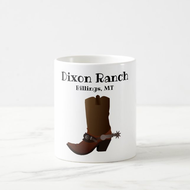 Custom Ranch City Staat Cowboy Boot Coffee Tasse (Mittel)