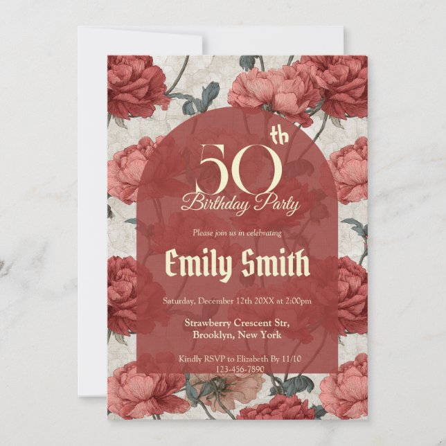 Custom Ranunculus Petal Surprise Birthday Einladung (Vorderseite)