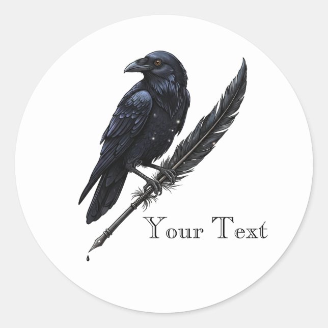 Custom Raven on Quill Sticker (Vorderseite)