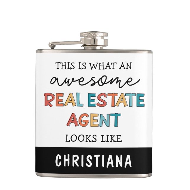 Custom Real Anwesen Agent Funny Phantastisch Realt Flachmann (Vorderseite)