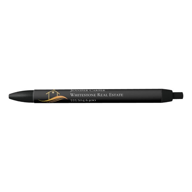 Custom Real Anwesen Company Chic Black Gold Kugelschreiber (Vorderseite)
