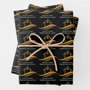 Custom Real Anwesen Company Chic Black Gold Realto Geschenkpapier Set