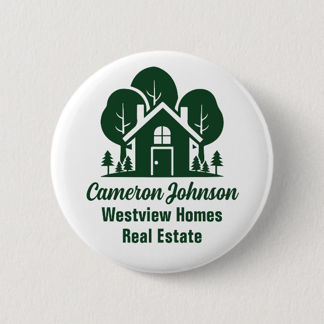 Custom Real Anwesen Company Green Forest House Button (Vorderseite)