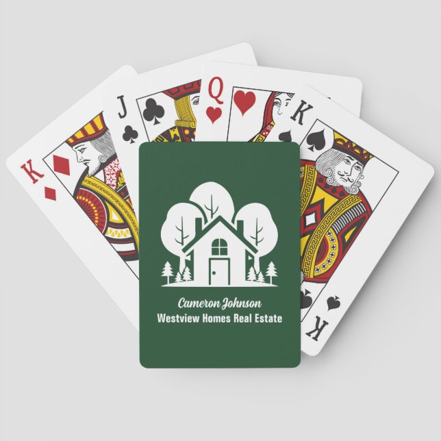Custom Real Anwesen Company Green Forest House Spielkarten (Rückseite)