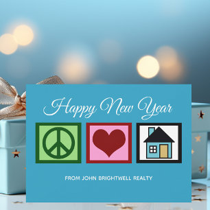 Custom Real Anwesen Company Happy New Year Blue Feiertagskarte