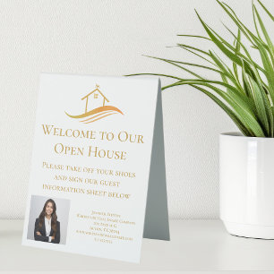 Custom Real Anwesen Company Open House Gold Tischaufsteller