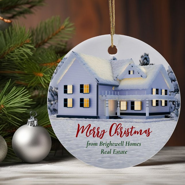 Custom Real Anwesen Company Winter House Weihnacht Keramik Ornament (Von Creator hochgeladen)