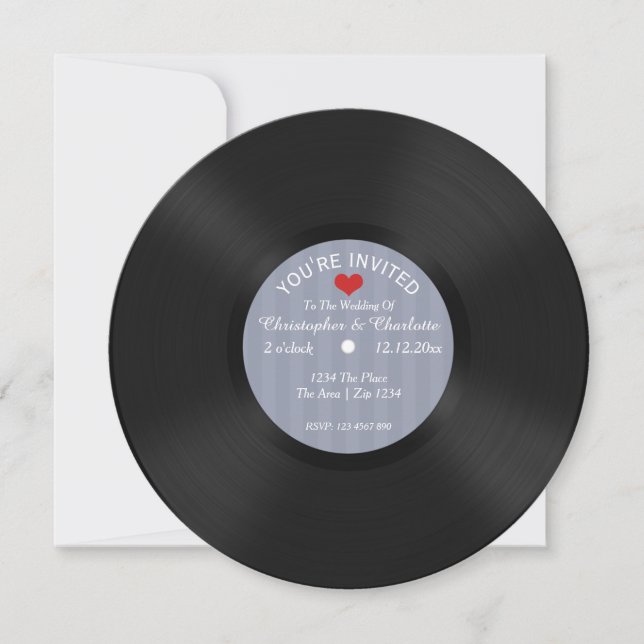 Custom Record Album Novelty Wedding Einladung (Vorderseite)