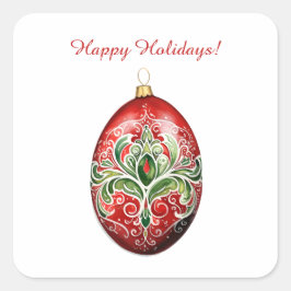 Custom Red and Green Weihnachtsfeiertag Quadratischer Aufkleber