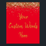 Custom Red Anniversary Party Foto Prop Poster<br><div class="desc">süße 16 Quinceanera 40. 50.,  personalisiert 30. 21. 16. 15.,  25. 16. 16. 15. 16.,  16. 25. 16.,  kundenspezifisches Poster für den Stand des Fotos,  Glitzer-Poster zum Jubeln,  Brautparty-Schild am Wochenende,  Hochzeitsempfang funkelnd,  Bachelorette,  glänzendes Plakat für Geburtstagsparty,  Jubiläumsschilder rot und gold</div>