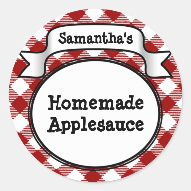 Custom Red Apple/Applesauce Canning Jar Label Runder Aufkleber (Vorderseite)