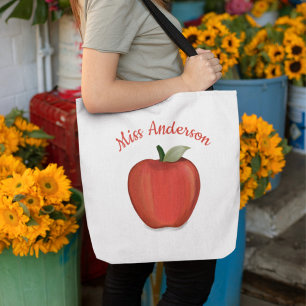 Custom Red Apple Minimalistisch Personalisiert Tea Tasche