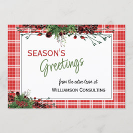 Custom Red Berries Green Holly Botanical Foliage Feiertagskarte