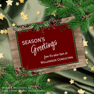 Custom Red Berries Green Holly Botanical Foliage Feiertagskarte