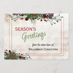 Custom Red Berries Green Holly Botanical Foliage Feiertagskarte