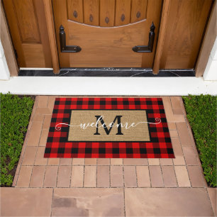 Custom Red Black Buffalo Karo Tartan Muster Fußmatte