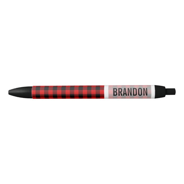 Custom Red Black Buffalo Lumberjack Muster Kugelschreiber (Vorderseite)