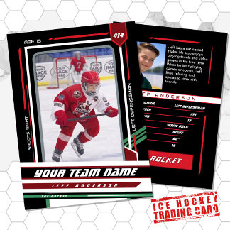 Custom Red & Black Ice Hockey Player Card Telefonnummerkarte
