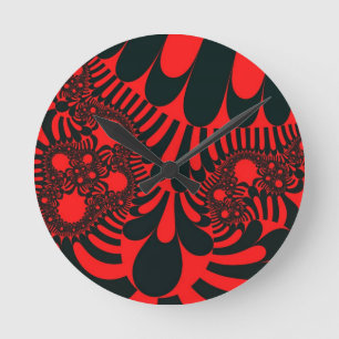 Custom Red Black Mod Wall Clock Runde Wanduhr