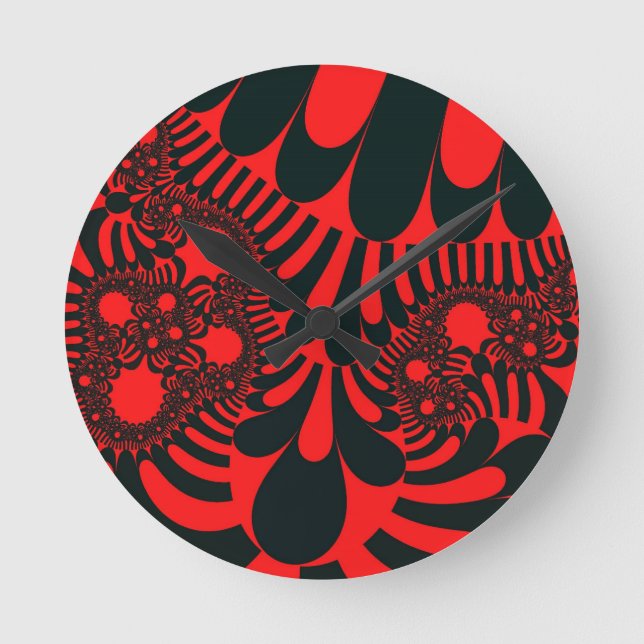 Custom Red Black Mod Wall Clock Runde Wanduhr (Vorderseite)