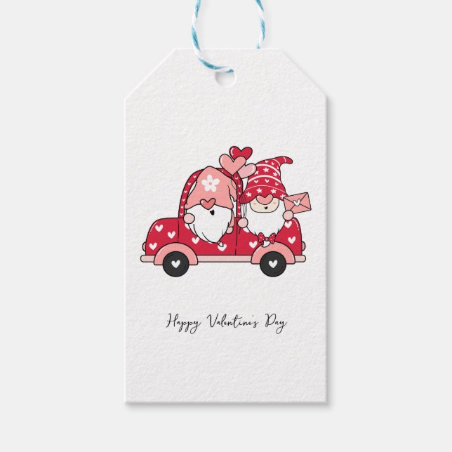 Custom Red Black Modern Happy Valentine's Day Geschenkanhänger (Vorderseite)
